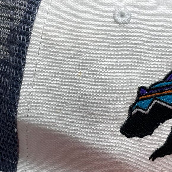 Patagonia Unisex Red White Fitz Roy Bear Mesh Trucker Hat One Size - Picture 7 of 7